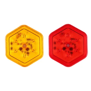 12/24V 2.5 inch hexagon LED truck marker light with steady-on and strobe functions for trucks and trailers