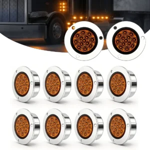 2 inch round chrome LED marker light with steady-on and strobe functions for trucks and trailers