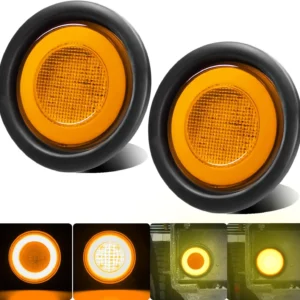 4 inch amber LED tail light with removable black rubber bezel dual brightness and 3-pin connector for trucks and trailers
