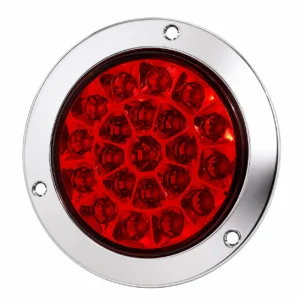 4 inch round LED truck trailer tail light with high low brightness and stainless steel bezel for trucks and trailers 12V 24V