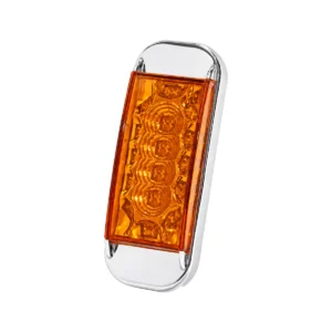 6 inch amber chrome LED marker light with steady-on function for trucks trailers and heavy duty vehicles 12-24V