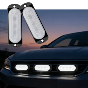 6 inch multicolor LED grille strobe light with white background for trucks and heavy duty vehicles