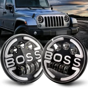 7 inch BOSS letter LED headlight work light 25W for Wrangler style off-road vehicles and auxiliary lighting 9-36V