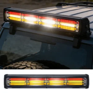 72W white red amber LED strobe light bar for trucks emergency warning and auxiliary lighting