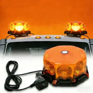 amber mushroom shape LED strobe beacon warning light with magnetic base and cigarette lighter plug for trucks emergency vehicles