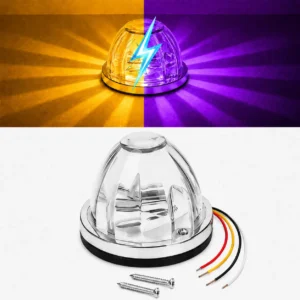 amber purple dual-color watermelon LED marker light with steady-on and dual-color strobe functions for trucks pickup trucks RVs and trailers