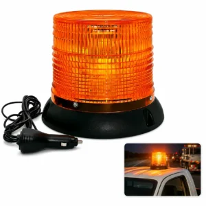 COB LED strobe warning light with magnetic base and cigarette lighter plug for school buses trucks and tow trucks
