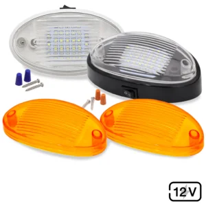 oval high brightness 24LED interior reading light with clear PC housing and push switch for RVs boat cabins and interior retrofit 6.3x3.25 inch