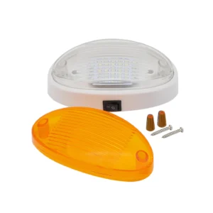 oval high brightness 24LED interior reading light with clear PC housing white base and push switch for RVs boat cabins and vehicle interior retrofit 6.3x3.25 inch