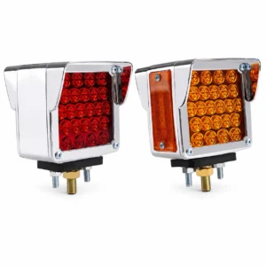 square dual face LED mirror marker light with steady-on and strobe functions for trucks and heavy duty vehicles