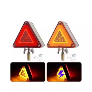 triangular red amber dual face LED marker light with stainless steel housing steady-on and strobe functions for trucks and trailers